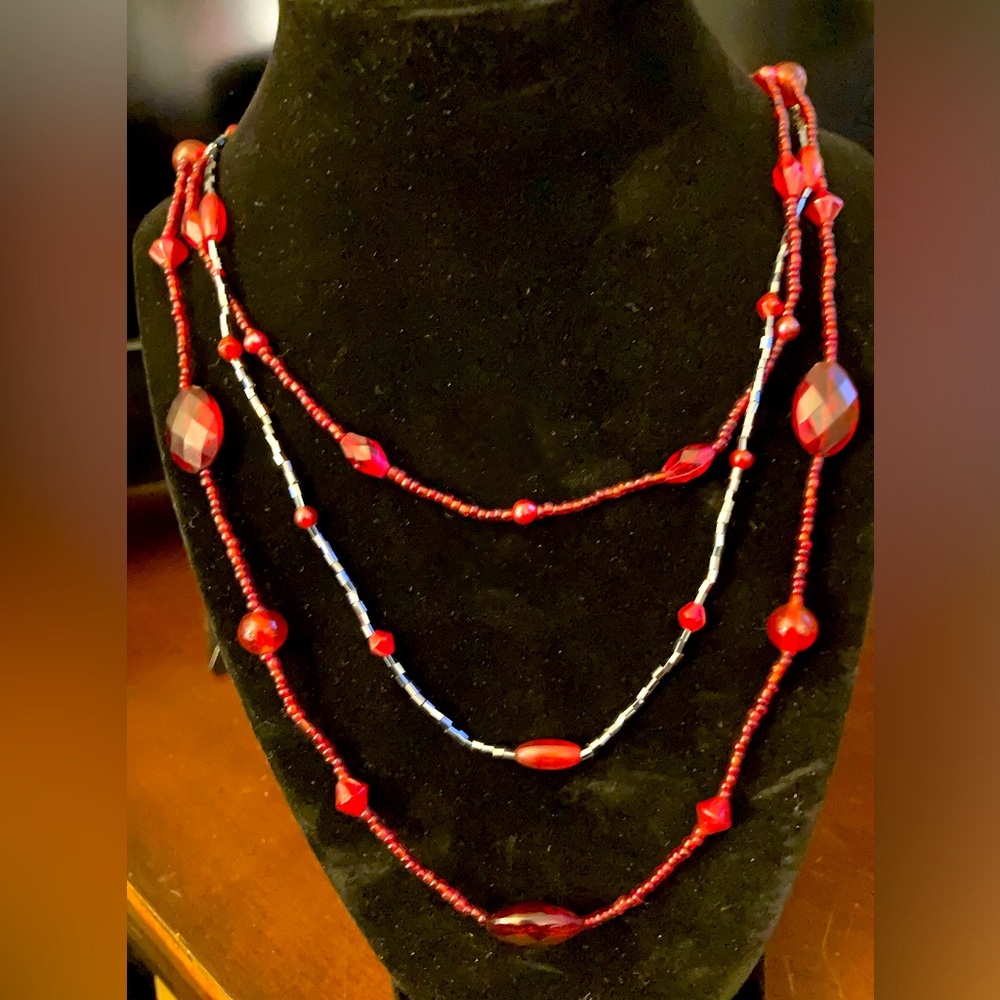 Vintage 3-Strand Bead Necklace